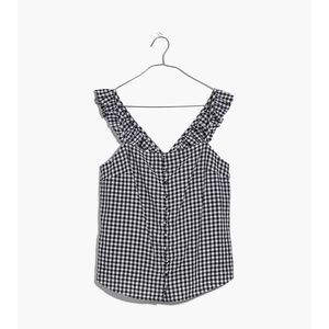 Madewell Ruffle-Strap Cami Top in Gingham Check